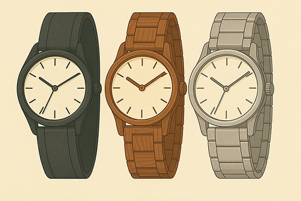Illustation Bracelet de Montre Titane Bois Céramique